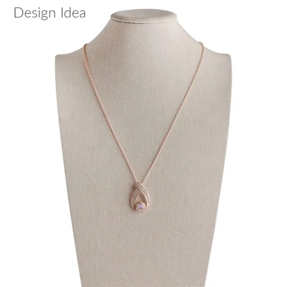 Rose Gold Plated Pendant Necklace Includes 26" Chain and 3 Mini Snaps 12mm Shown - Picture 4 of 4